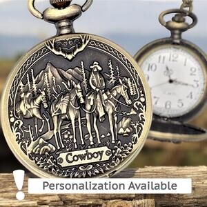 Cowboy Pocket Watch - Personalized Rancher Frontier Western Farmer Horse Gift